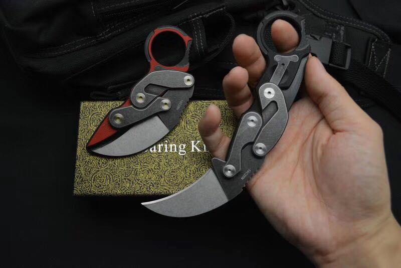 

New 2019 Caswell Morphing mechanical Tactical Knife Karambit 14C28N Black Stone Wash Blade G10 Handle EDC Pocket Knives Xmas Gift C81 BM42