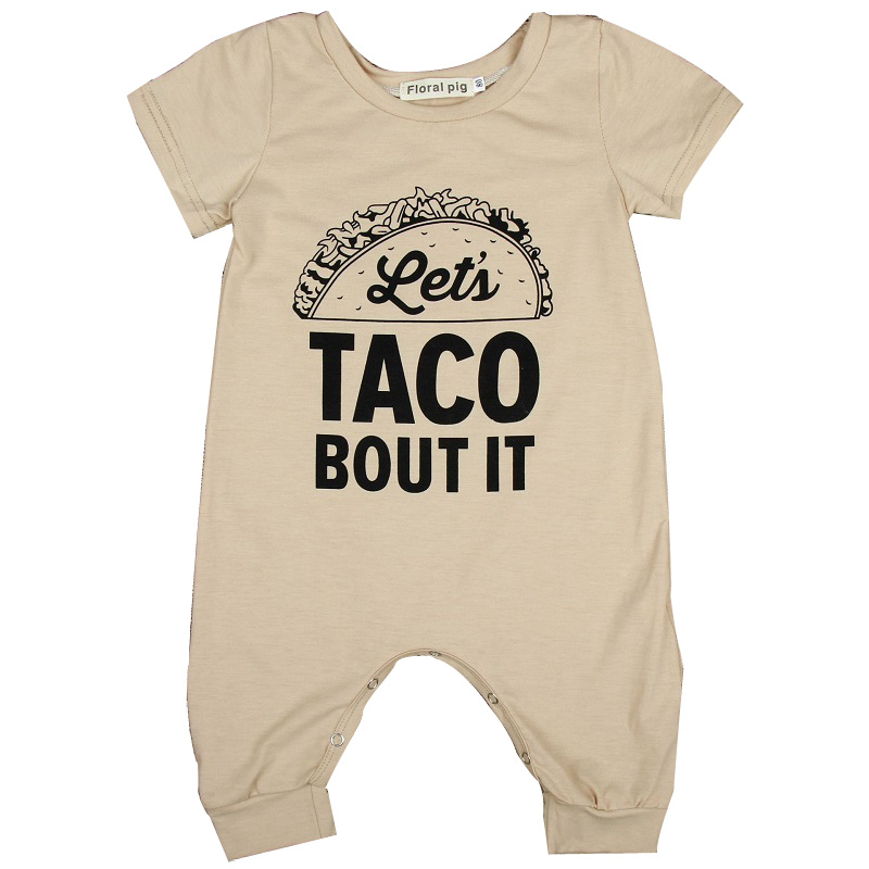 

Kids Jumpsuit Short Sleeve Set Jumpsuit Letter Print Round Neck Comfortable Simple 1-3 Years Old 48, Apricot