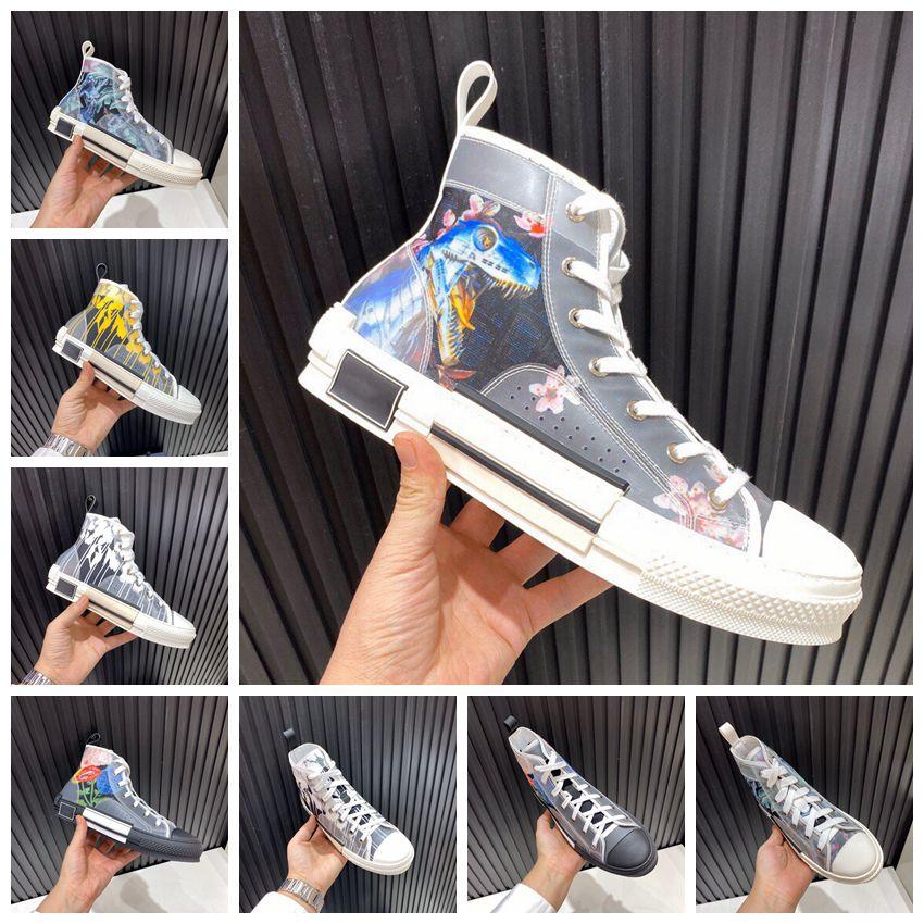 

2020 designer Men Women Blue hajime sorayama dinosaur navy Hi-top Sneakers b23 causal shoes with black white rubber sole