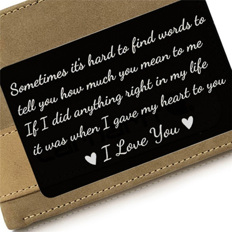 

New Year Love Note Boyfriend Gifts Engraved Wallet Cards Inserts Anniversary Gifts party favors Christmas for Husband Men