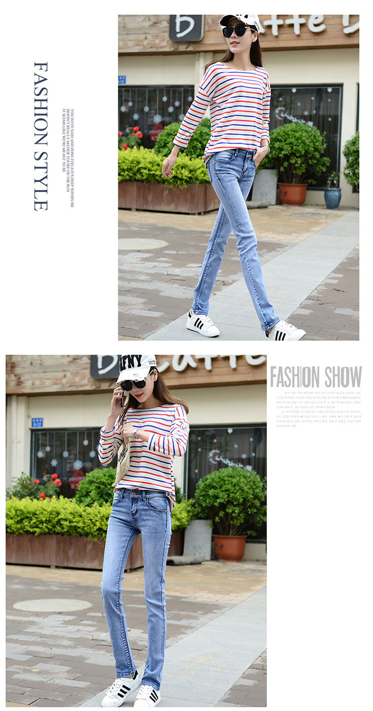 

Light Blue Jeans Since Han Edition Joker Straight Waist Elastic Pants Big Yards