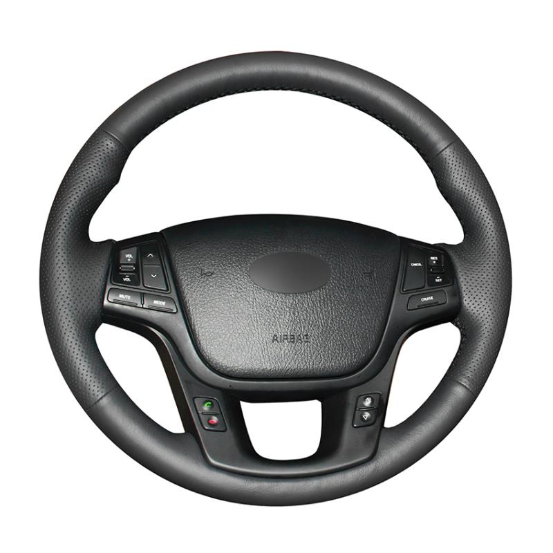 

Hand Sew Black Genuine Leather Car Steering Wheel Cover for Kia Sorento 2009-2014 K7 Cadenza 2011-2015