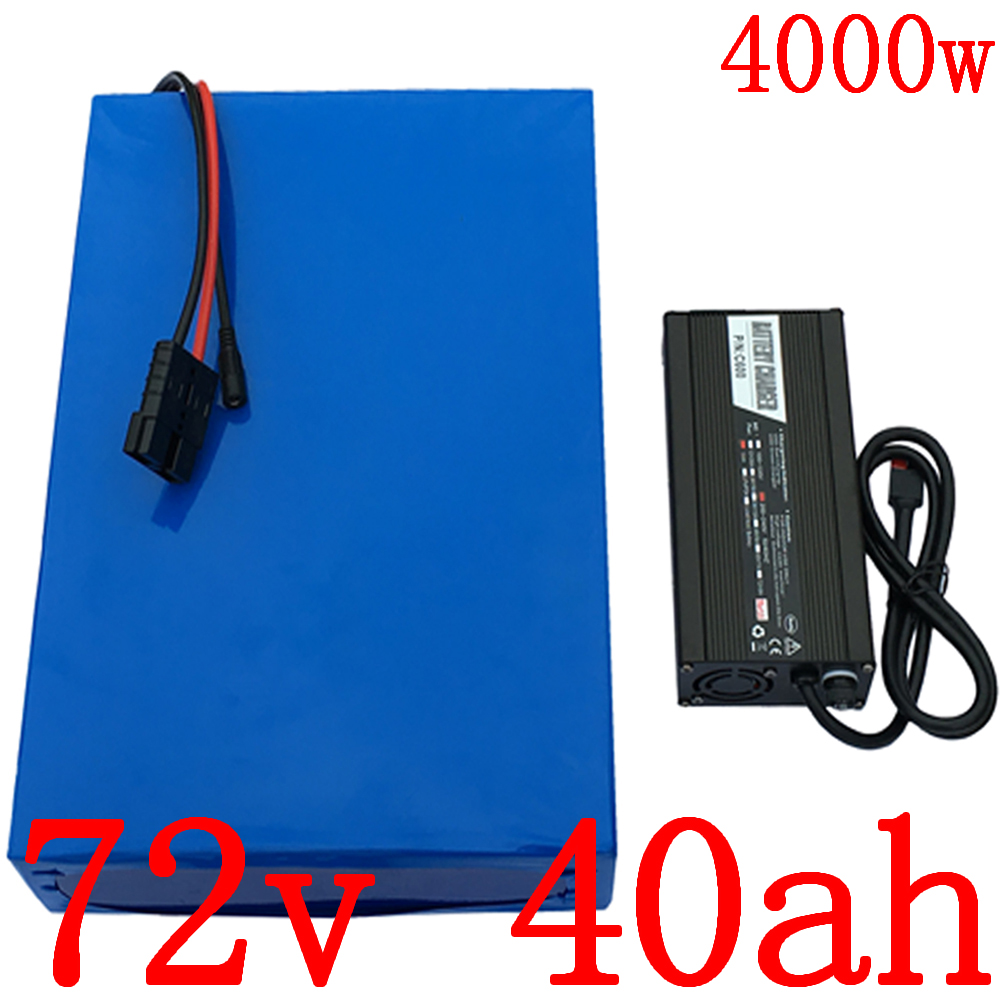 

72V battery electric bicycle 3000W 4000W scooter 40AH lithium pack with 5A charger
