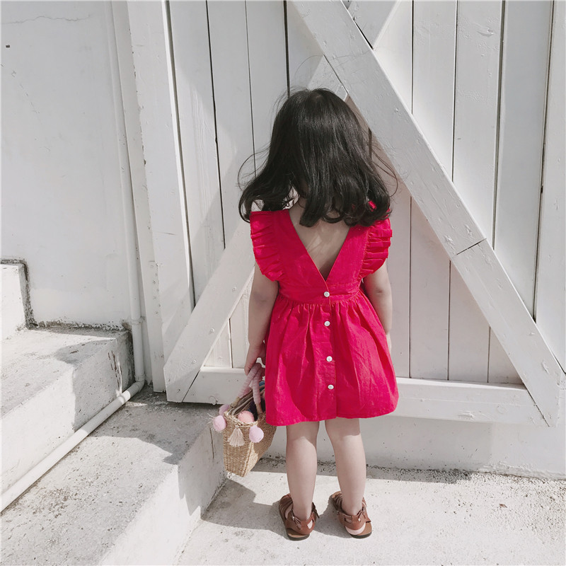 

2020 Summer New Arrival Girls Fashion Cotton Dress Kids Beach Dresses, Red