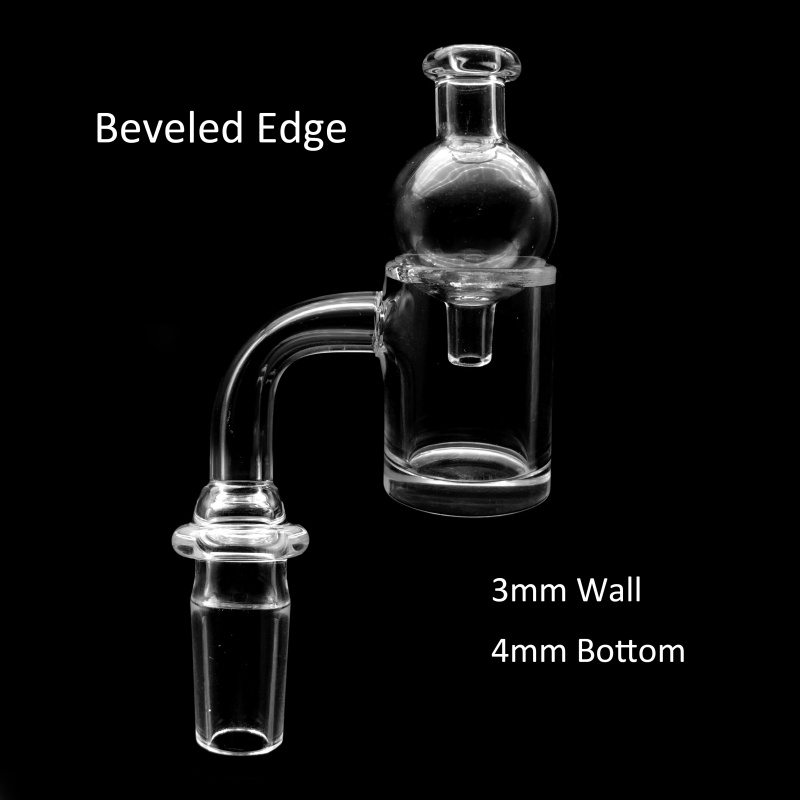 

3mmWall 4mmBottom Beveled Edge Quartz Banger With Bubble Carb Cap Male Female 10mm 14mm 18mm 45/90 Quartz Nails for Glass Dab Rigs