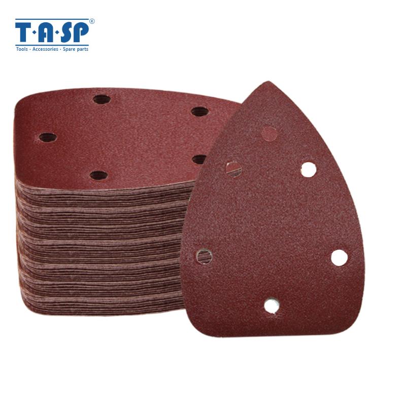 

TASP 100pcs 140x100mm Detail Sander Sandpaper 6 Hole Hook & Loop Detail Sanding Disc Abrasive Tools Grit 60/80/120/180/240