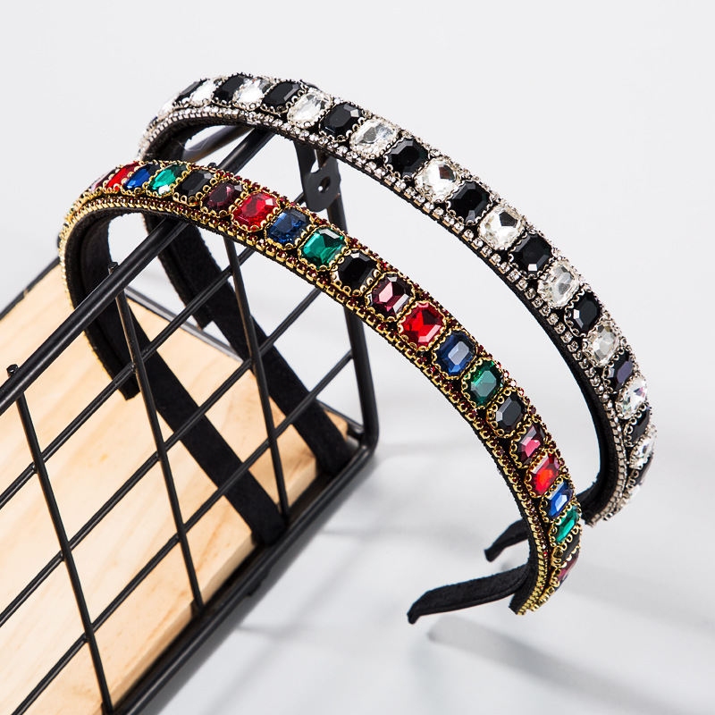 

High-Grade fan inlaid rhinestone glass diamond color diamond hair band Super Flash rhinestone head band Female