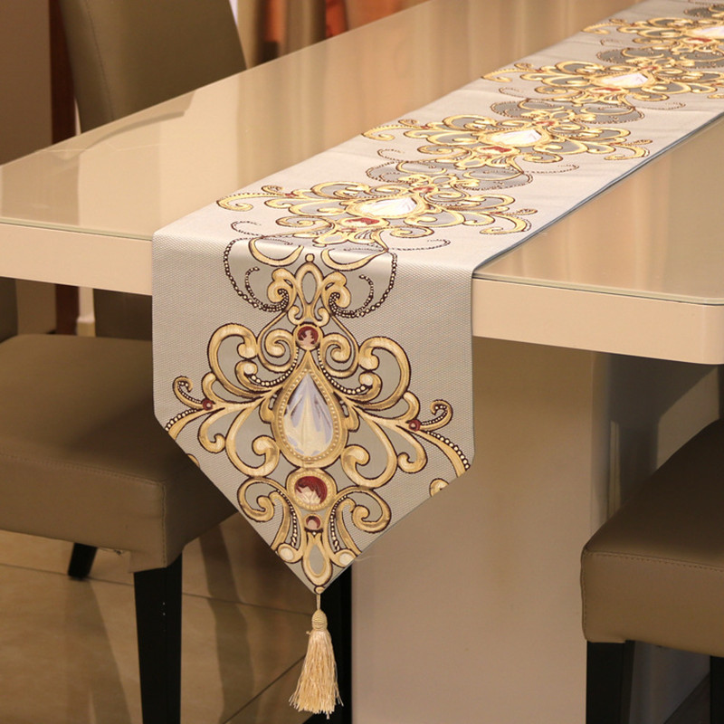 Damasco Jacquard Tovaglia tovagliolo Moderni Rettangolo /& Copertura Tavolo Rotondo /& RUNNER