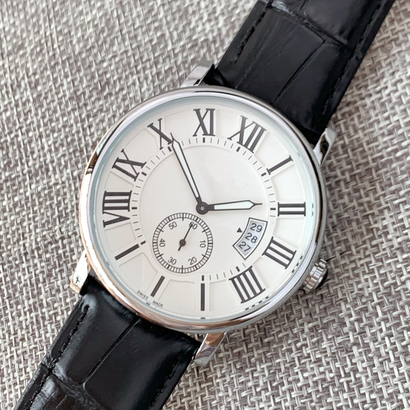 

2020 Fashion Top design man Watch Luxury wristwatch calendar Male clock Steel case Genuine leather Butterfly clasp Big dial Popular watches, Rose brown white dial