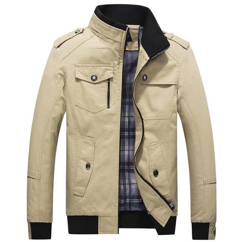 

Spring Casual Jacket Men Stand Collar Windbreaker Army Overcoat Mens Cotton Washed Baseball Coats Autumn Bomber Jackets, Red