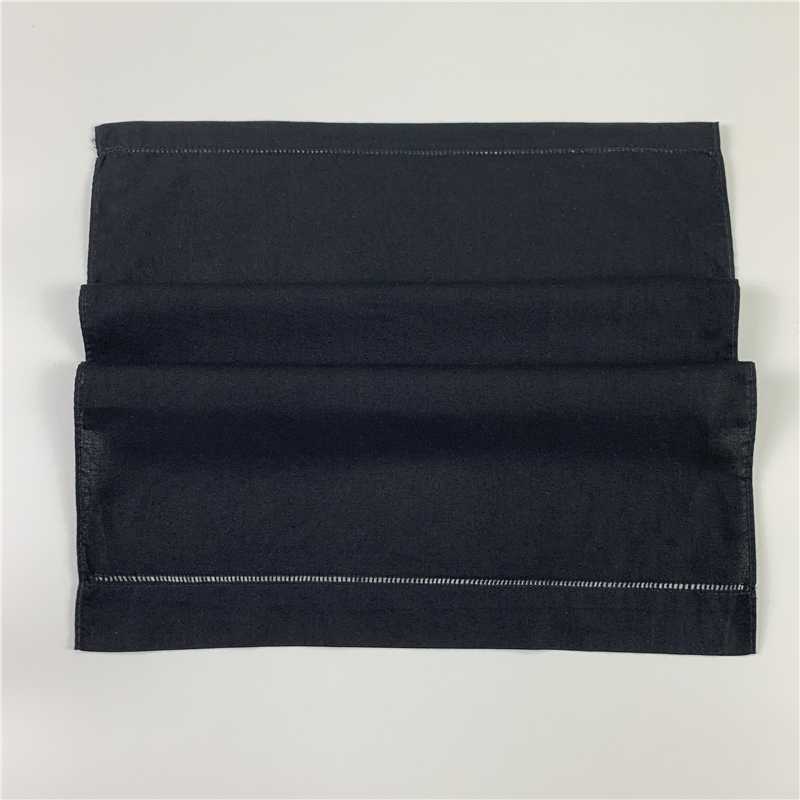 

Fashion Guest Towels with Embroidered Border Black Color Linen Hand Towel 14"x21"