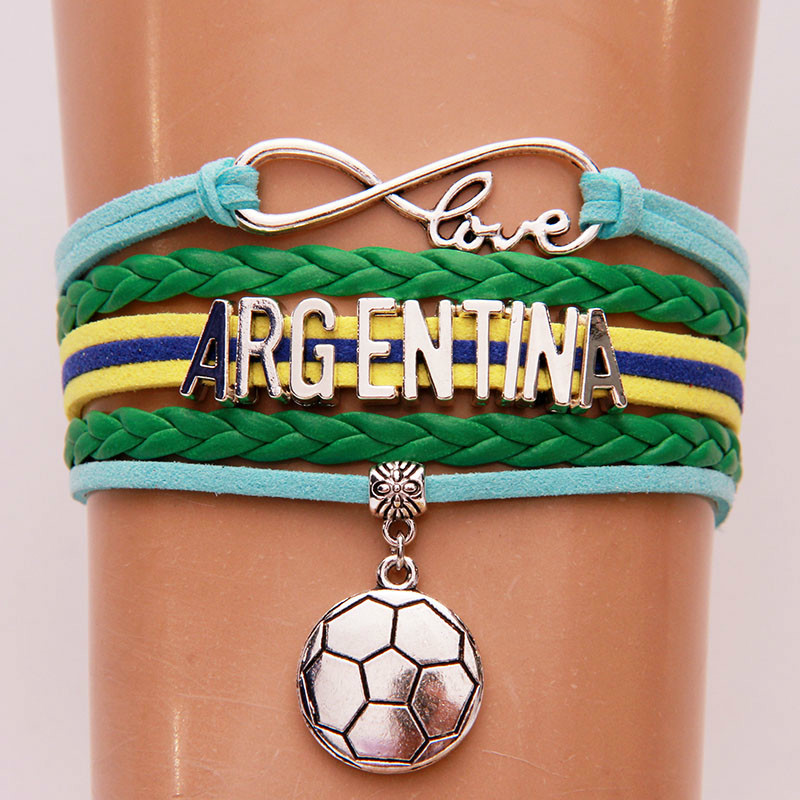 

Trend Infinity Love Argentina Bracelets Bangles Soccer Charm Braided Leather Bracelet Jewelry For Women Men Drop Shipping