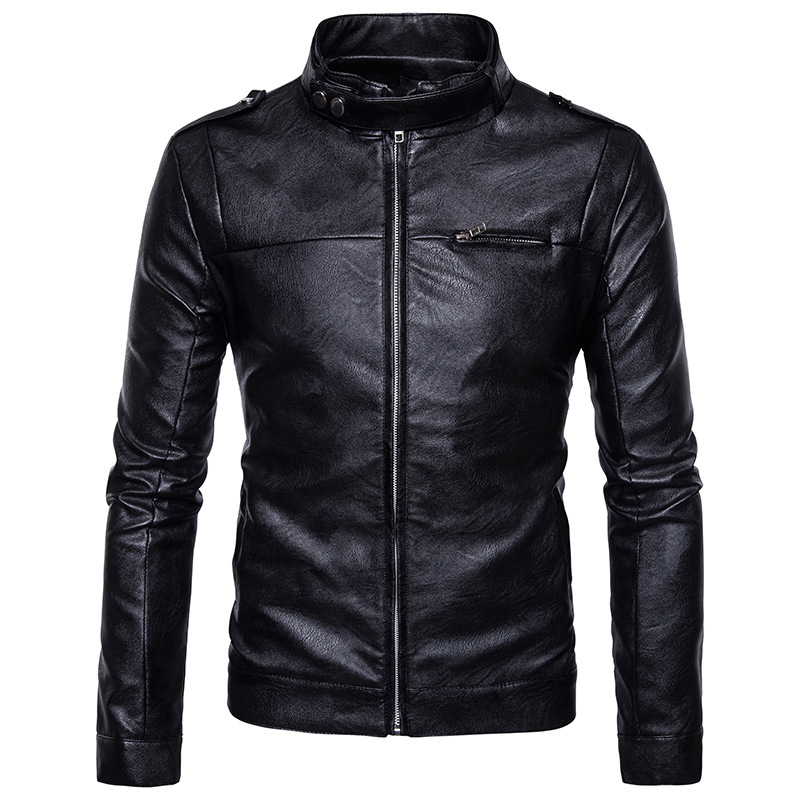 

New men's leather jacket casual leather jacket all-match Korean fashion, Khaki