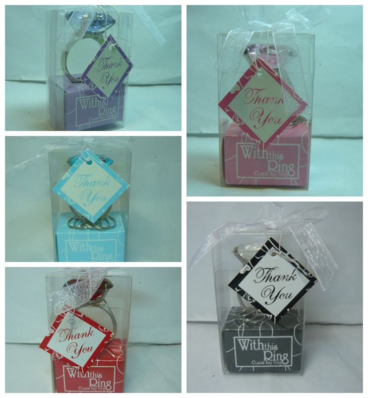 

10 Pieces/lot) Wedding Gift of With this ring Engagment ring keychain in gift box for bridal shower gifts and wedding favors