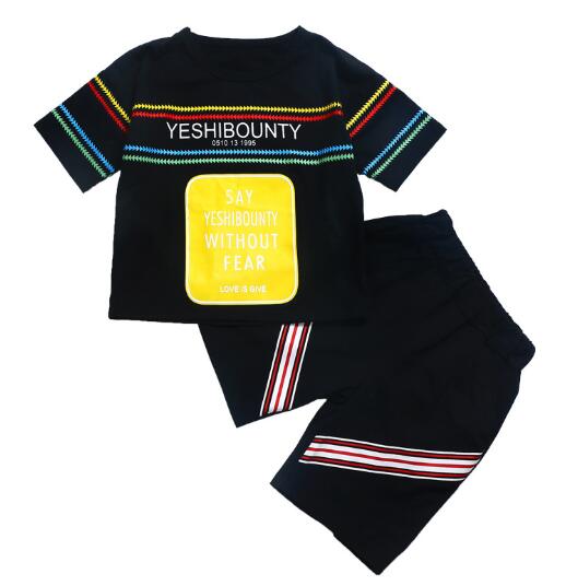 

HOT SELL classic New Style Children's Clothing For Boys And Girls Sports Suit Baby Infant Short Sleeve Clothes Kids Set TRDG