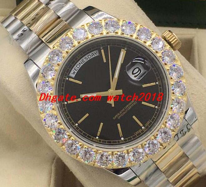 

Luxury Watch 5 Style Mens Two Tone Bigger Diamond Bezel Watch 18K Gold 43mm Automatic Fashion Men's Watches Wristwatch