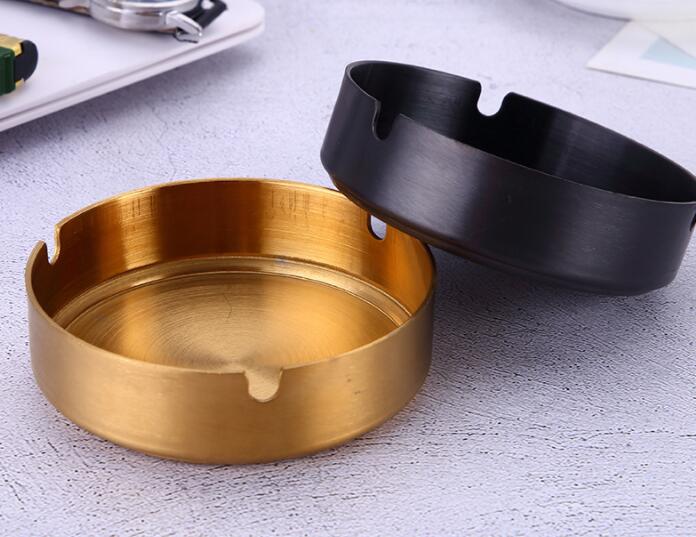 

Diameter 10CM Ashtray Stainless Steel Ashtray PVD Plated Gold Copper Black bar ash tray Ashtrays Novelty Items GGA1453