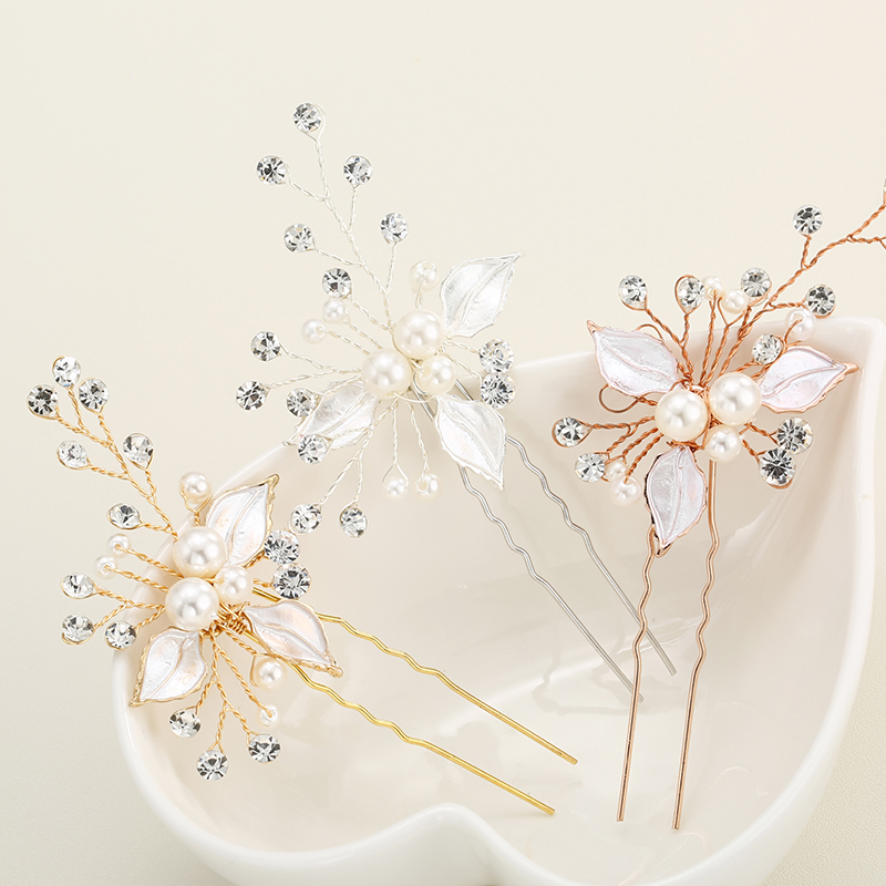 

3pcs/lot Fancy Wedding Hair Clips Floral Pearl Beaded Hair Stick Flower Crystal Hair Bridal Hairpins Accessories JCF001