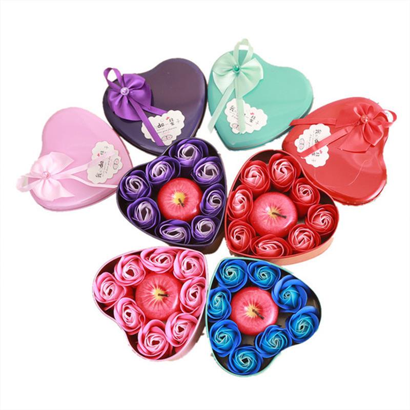 

1 Box of Simulation Apple Candle Rose Soap Flower Rose Gift Box Valentines Day Gift Artificial Flower for Christmas Valentines