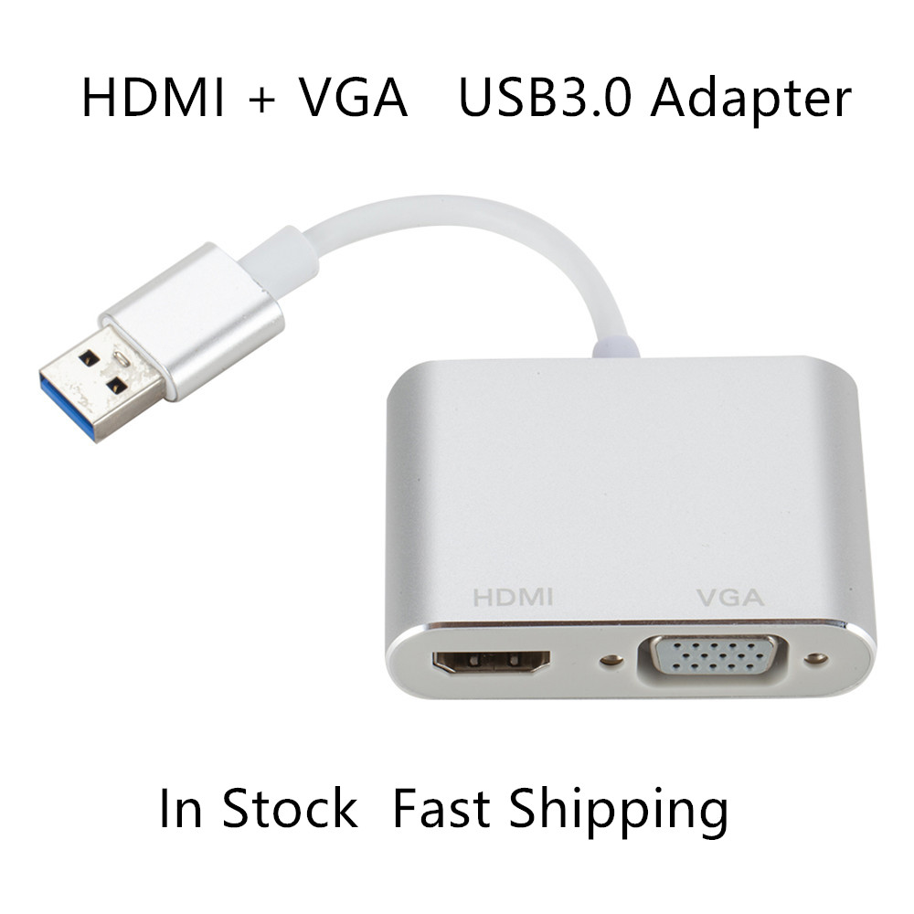 

2 In 1 USB 3.0 to HDMI Cable Adapter HD 1080P VGA HDMI Audio Video Converter TV Mini Projector