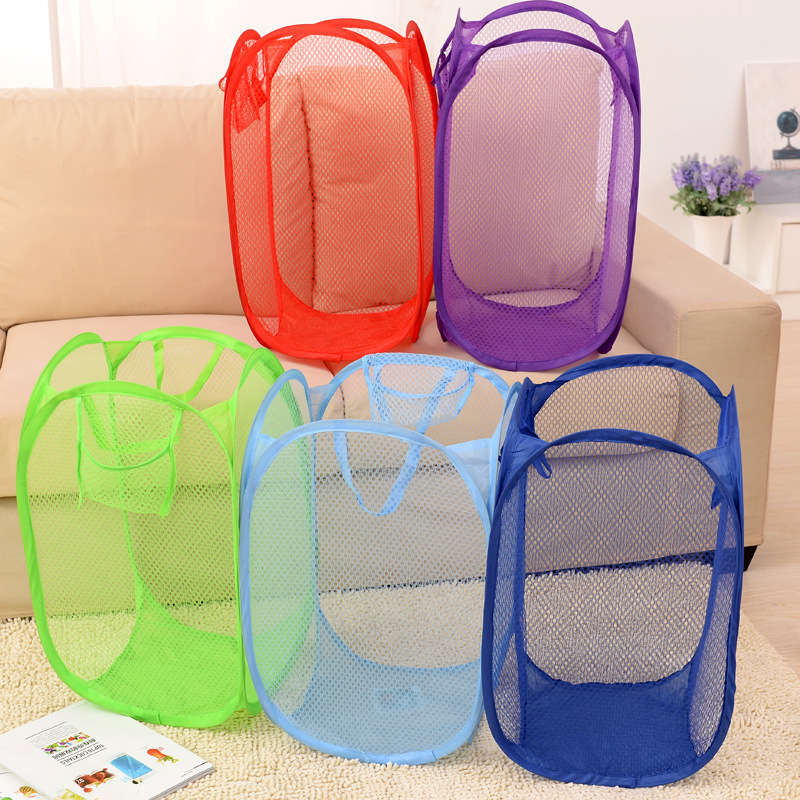 

Foldable Mesh Laundry Basket Pop Up Mesh Hamper Washing Clothes Bag Storage Bin Dirty Clothes Basket KKA2306