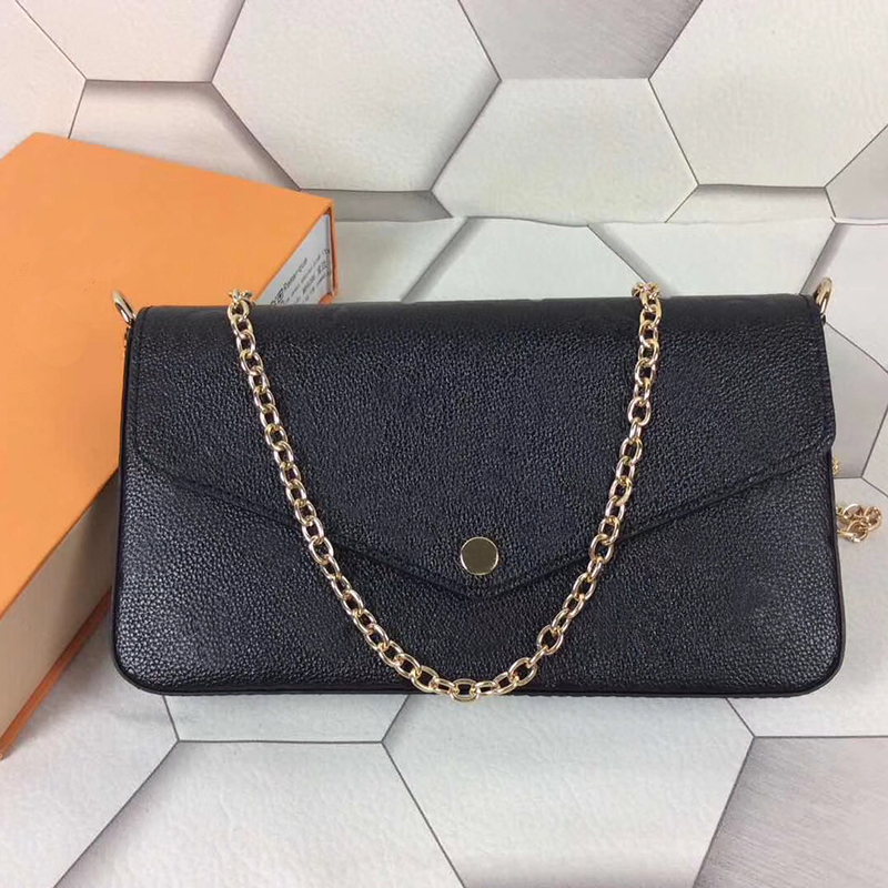 

Leather Evening Bags Fashion Chain Shoulder Bag Designer Handbag Presbyopic Mini Package Messenger Bag Card Holder Purse wholesale 3Pcs/1Set