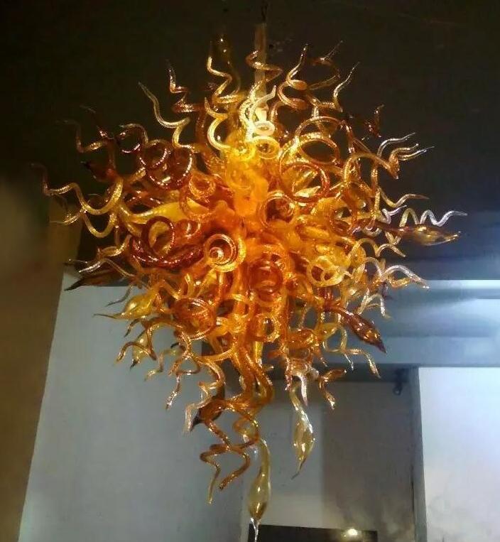 

Pendant Lamps Conference Room Lighting Chandeliers Antique Lights Fixtures Sale LED Light Source Amber 100% Handmade Blown Glass Chandelier 40 Inches High