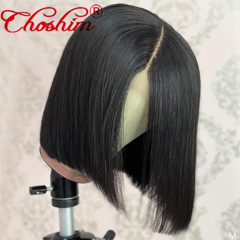

Choshim 13x6 Short Lace Front Human Hair Wigs Straight Bob Wig Pre Plucked Hairline With Baby Hair Brazilian Remy Lace Wig, Natural color