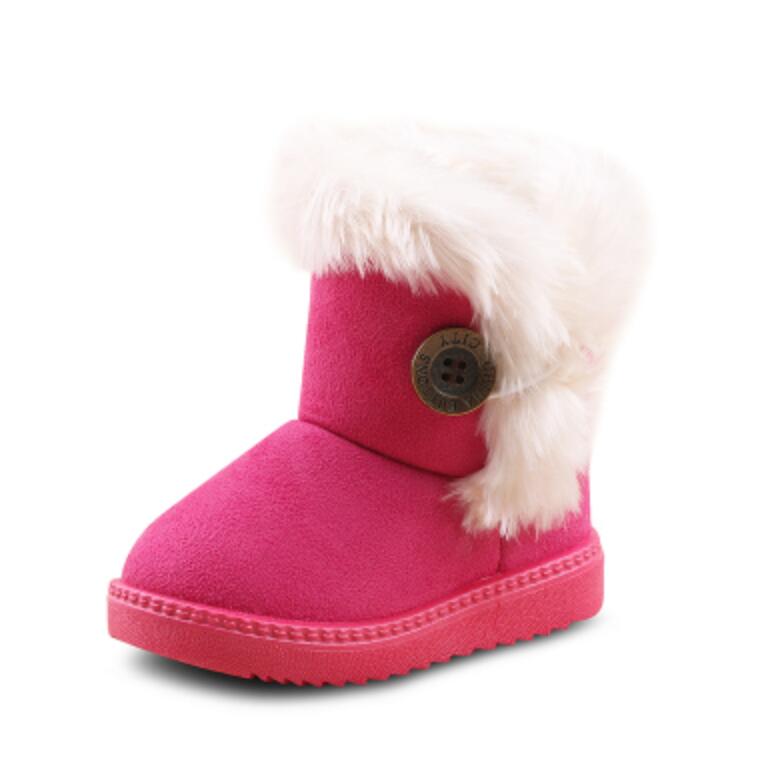 

Winter Girls Snow Boots Kids Warm Shoes Children New Toddler Princess Child Flats Non-slip Round Toe Girls Baby Lovely Sneakers, Black