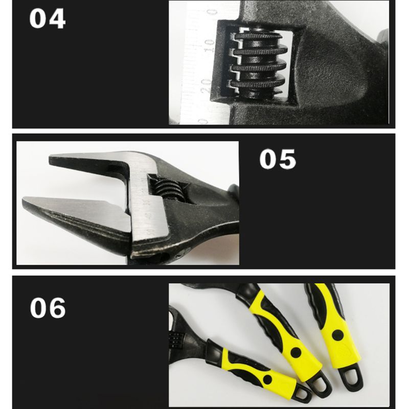 

6/8/10/12\" Adjustable Large Opening Wrench Activity Spanner Plumbing Household