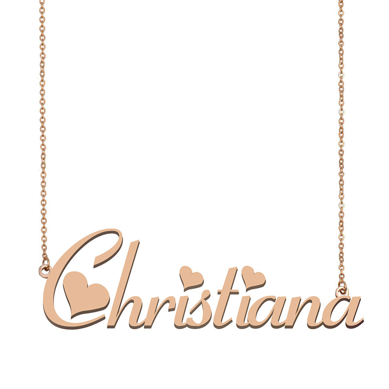 Christiana Name Necklace Pendant for Women Girls Birthday Gift Custom Nameplate Kids Best Friends Jewelry 18k Gold Plated Stainless Steel-image-530520989