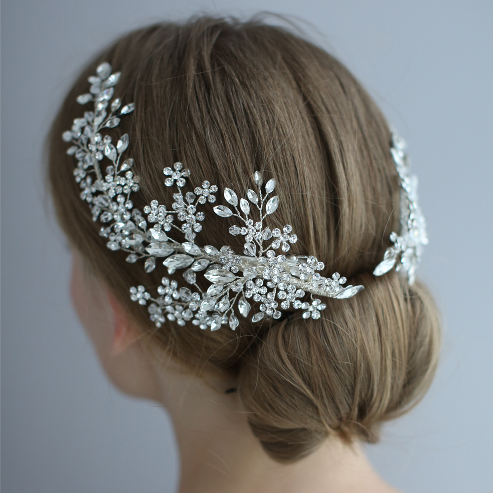 2020 Luxury Crystal Bridal Headpiece Floral Wedding Hair Vine Clip