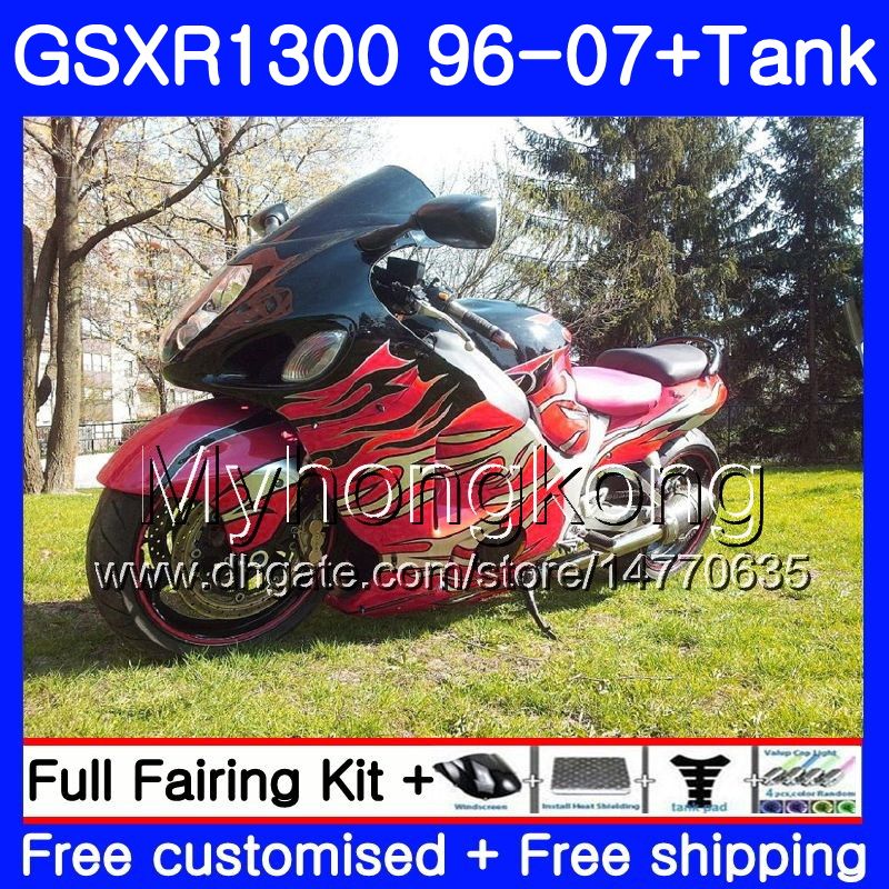 

+Tank For SUZUKI GSXR1300 Hayabusa 96 97 98 99 2000 2001 333HM.216 GSX R1300 GSXR 1300 1996 1997 1998 1999 00 01 02 Red flames Fairings, No. 1