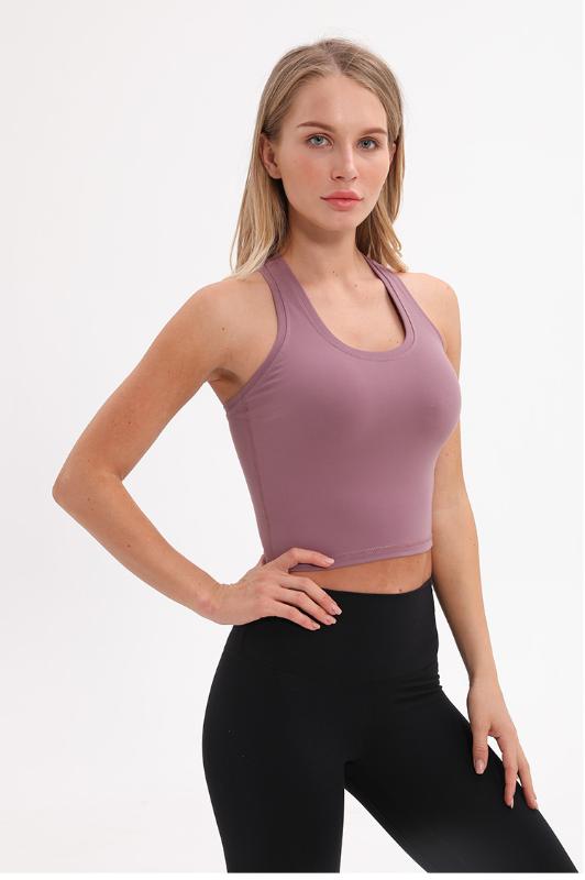 

X-HERR Cutback Fitness Crop Tops Women Soft Nylon Running Yoga Gym Vest Slim Fit Tank Tops For Female, White