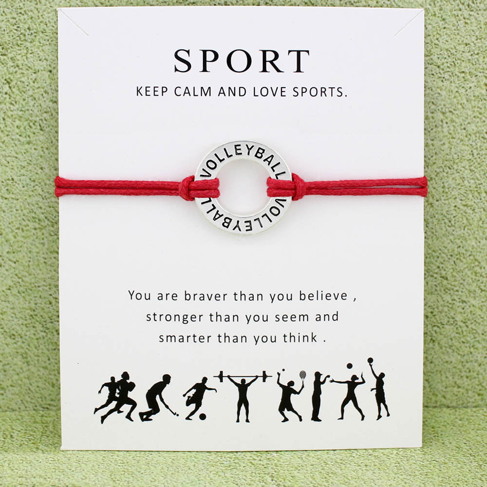 

Volleyball Charm Card Bracelets Baseball Softball Basketball Soccer Ice Hockey Tennis Sports Jewelry Women Girl Boy Men Gift