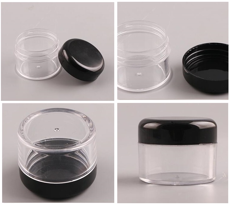 

1200pcs/lot Refillable Plastic Screw Cap Lid with Clear Base Empty Cosmetic Jar for Nail Powder Bottle Eye Shadow Container 30g 30ml/1oz
