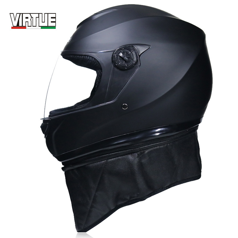 

Electric motorcycle helmets for men and women all year round cross country helmets, cold wind proof helmets in autumn and winter, Black 1