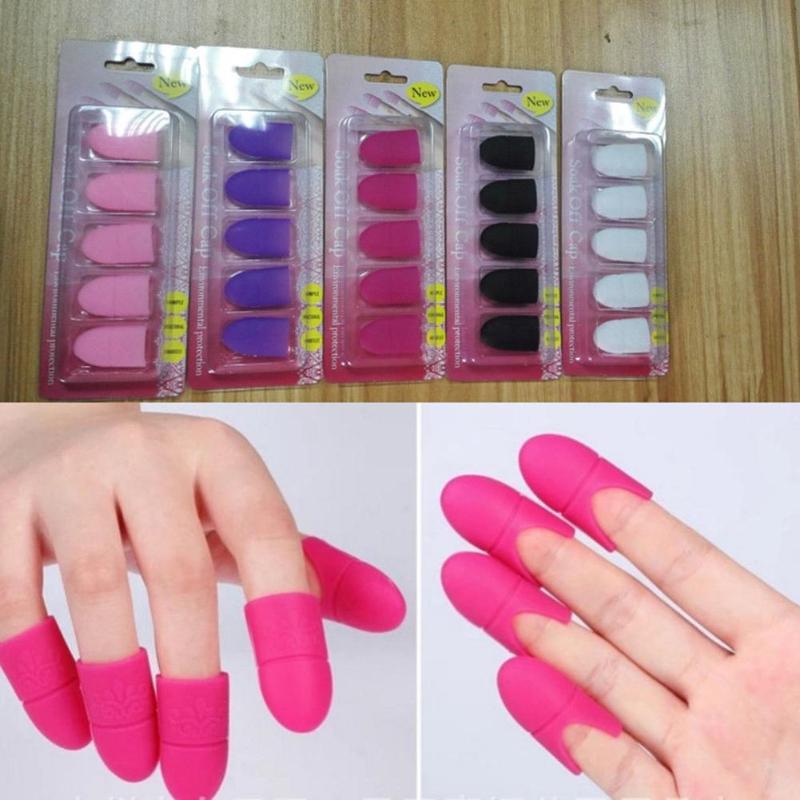 

10Pcs Silicone Nail Art Soak Off Clip Cap Set UV Gel Polish Remover Tools