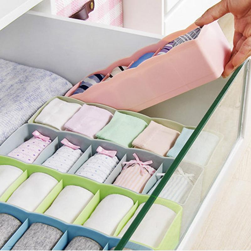 

5 Cells Plastic Drawer Organizer Wholesale Tie Bra Socks Container Portable Clothing Divider Storage Box Underwear Organizer