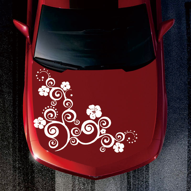 Summer Flower Hood Car Sticker Flower Rattan Cover Body Decals-image-493880739