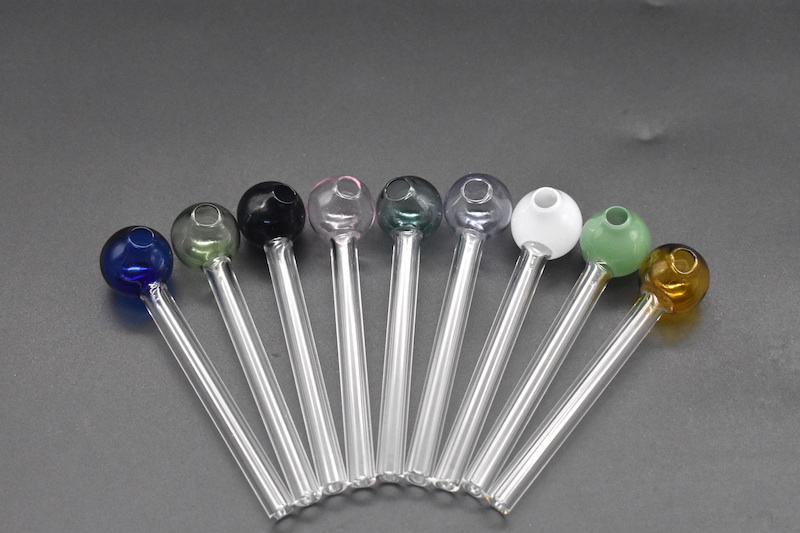 

Cheapest Pyrex Glass Oil Burner Pipe Clear Glass Oil Burner color ball 10mm long Great Tube Glass Pipe Oil Nail hand smoking pipe 10pcs