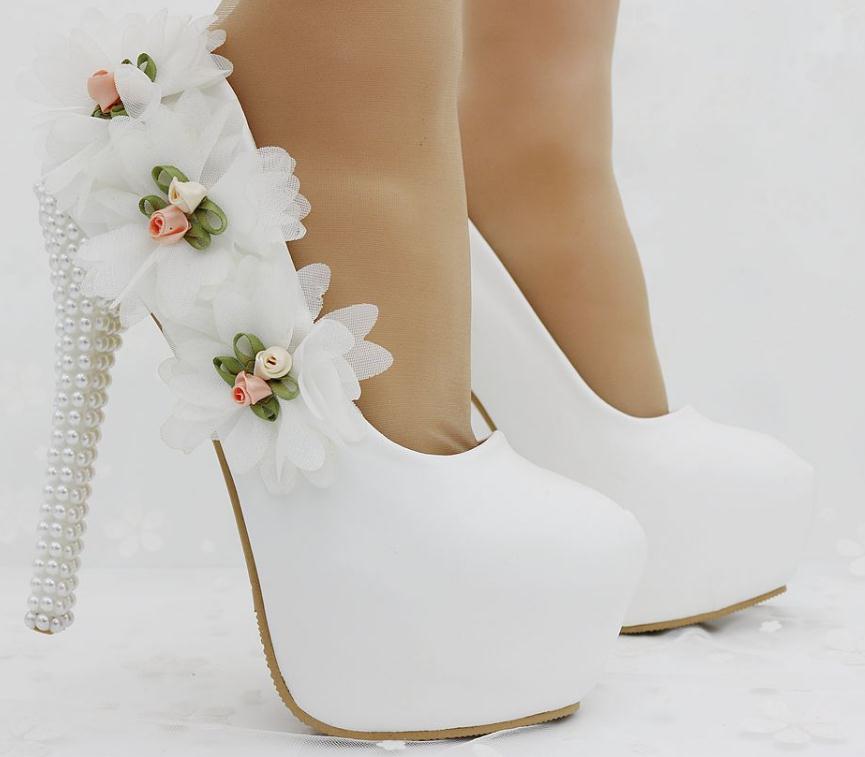

2019 Women's shoes in Spring and Autumn with New style High heel fine heel round head Flower shoes heel 8cm ,10cm,12cm,14cm @ASD330, White