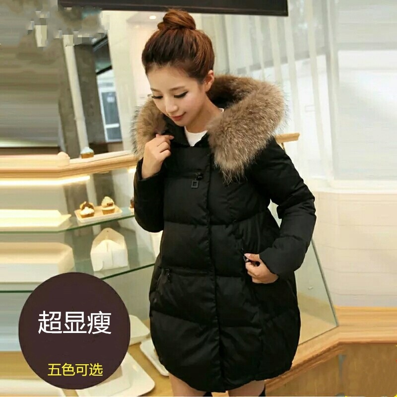 

20 winter new Korean version of the loose large fur collar cotton coat women's long thick padded down jacket women's jacket tide, Gray