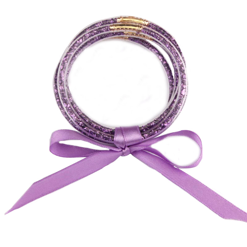 

5Pcs/Set 10 Colors Multicolor Glitter Gravel Filled Silicone Bracelets Shiny Gravel Fulled Silicone Jelly Bracelets for Women Girls Trendy