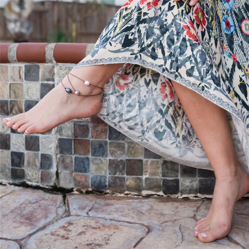 

Summer Beach Pearl Anklets Bohemian 3 Layers Foot Jewelry Tassel Leg Chain Pearl Anklet Bracelet for Women Jewelry Accessories