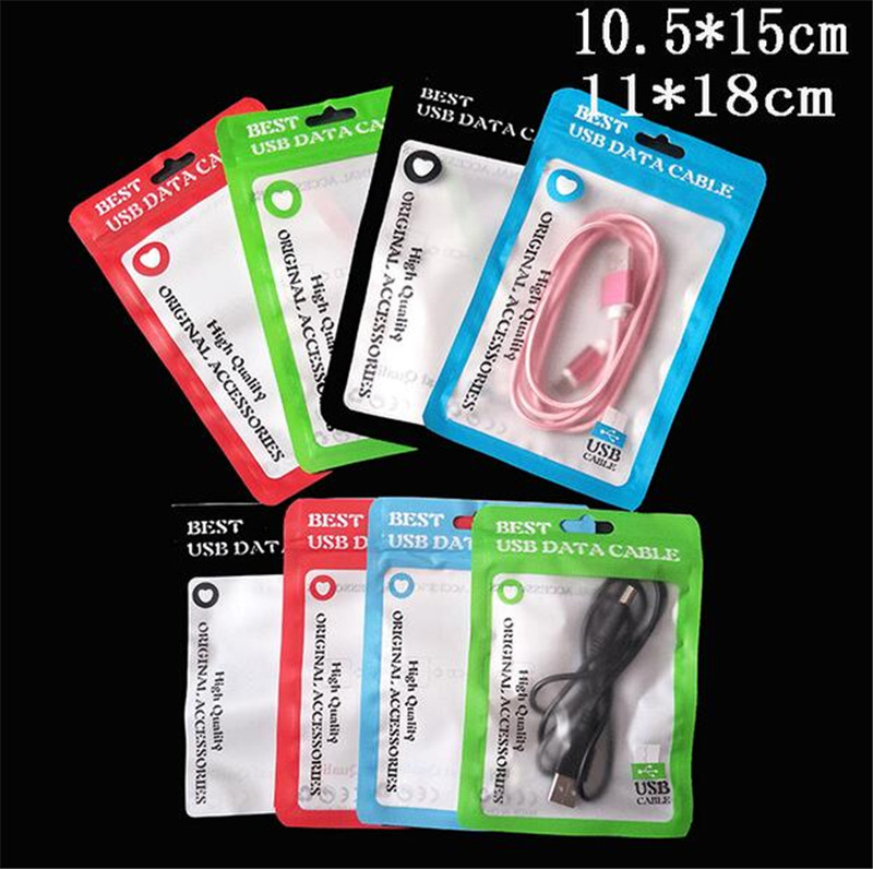 

10.5*15cm 11*18cm Opp bag Zipper Plastic Retail bag Package hang hole Poly packaging for USB cable poly opp packing bag