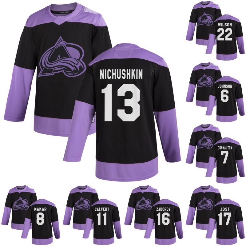 

Colorado Avalanche Valeri Nichushkin 2020 Fights Cancer Practice Jersey Erik Johnson Cale Makar Matt Calvert Nikita Zadorov Tyson Jost, Custom any name any number