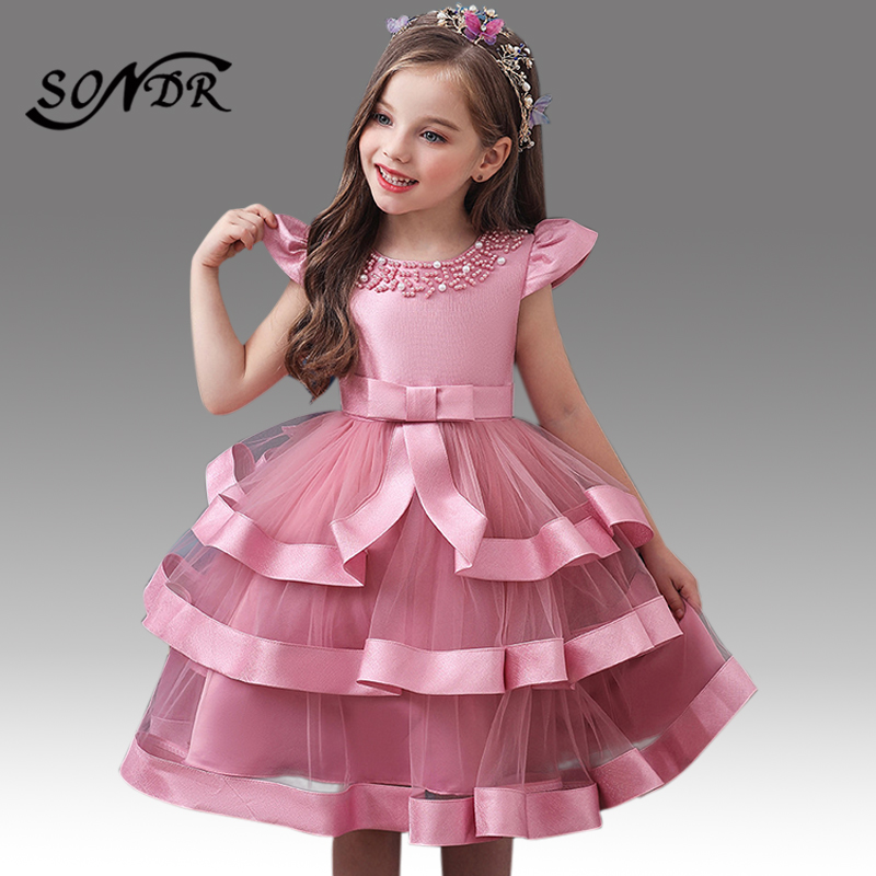 

Pink Tiered Princess Ball Gowns HT223 O-Neck Short Sleeve Zipper Flower Girl Dresses Beading Little Girls First Communion Dress, Green