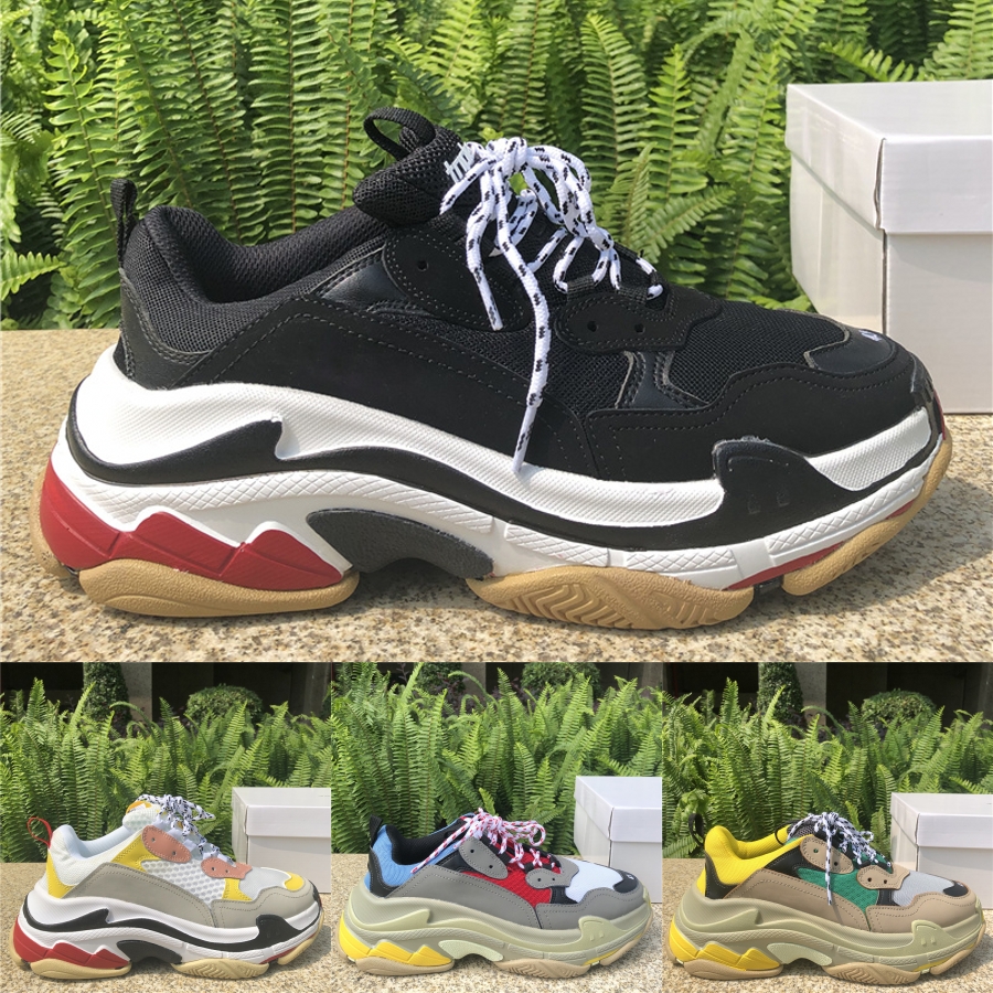

Top Quality Triple S Trainers Sneakers Split Black Grey Triple White Platform Casual Shoes men women fashion Stylist Shoes, Shoe box