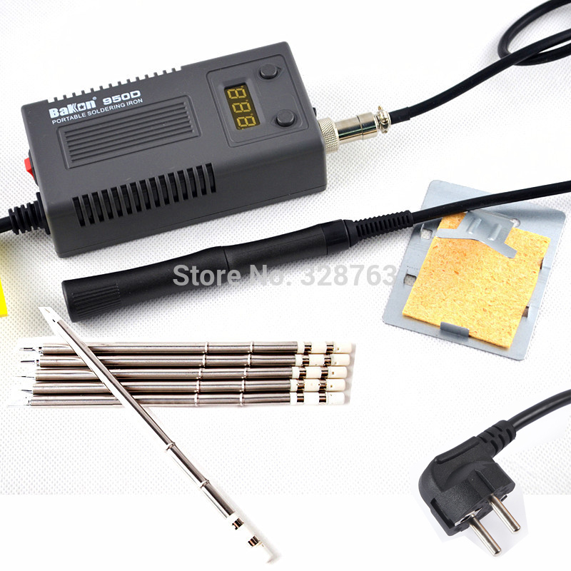 

BAKON 950D mini Portable Digital soldering station Electric solder iron+5PCS T13 tips Heating Core 100~240V Free shipping